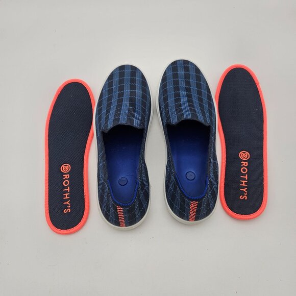 Rothys The Original Slip On Indigo Gingham Womens Sz 8.5 NEW - Picture 4 of 7